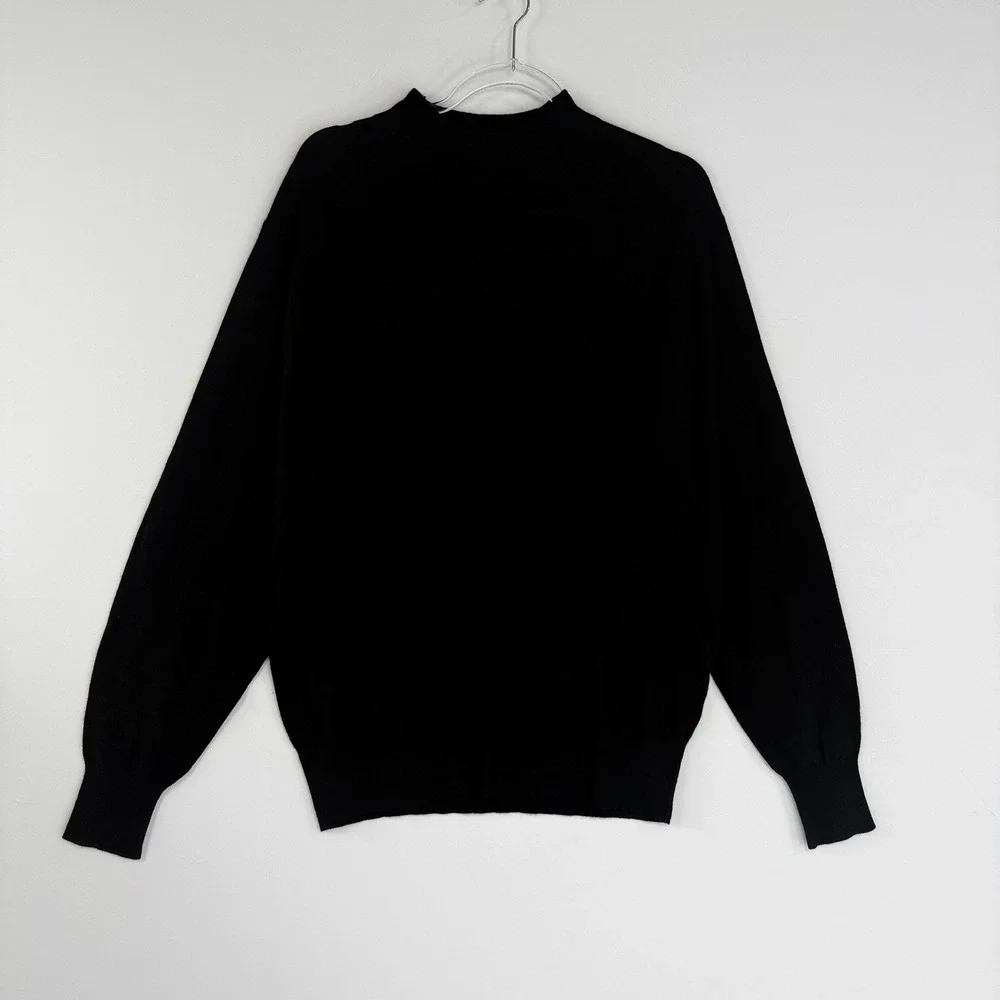 Neiman Marcus Mock Neck Sweater Mens Large Black Silk Cashmere Blend Luxury
